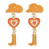 Fashion Alloy Modern Hat Heart-Shaped Cowboy Boots Drip Oil Multi-Layer Earrings