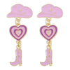 Fashion Alloy Modern Hat Heart-Shaped Cowboy Boots Drip Oil Multi-Layer Earrings