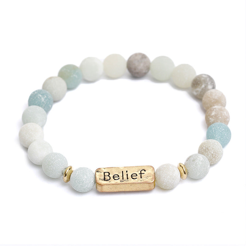 Retro Letter Natural Stone Beaded Unisex Bracelets