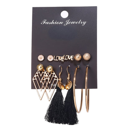 Unisex Alloy Inlaid Zircon  Tassel Flower Earrings Nhpj122597