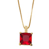 Fashion Square Copper Pendant Necklace Inlay Zircon Copper Necklaces