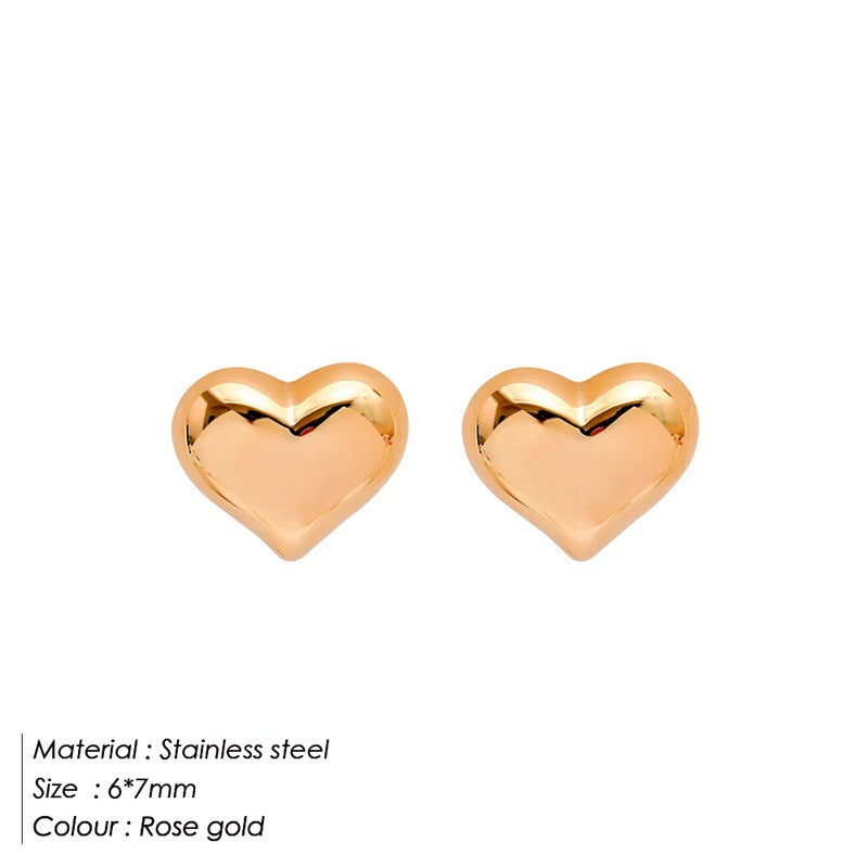 Simple Style Heart Shape Stainless Steel Ear Studs