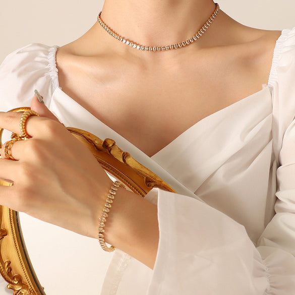 Wholesale Jewelry Fashion 304 Stainless Steel Zircon 18K Gold Plated Plating