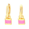 Novelty Lock Copper Drop Earrings Enamel Plating Copper Earrings