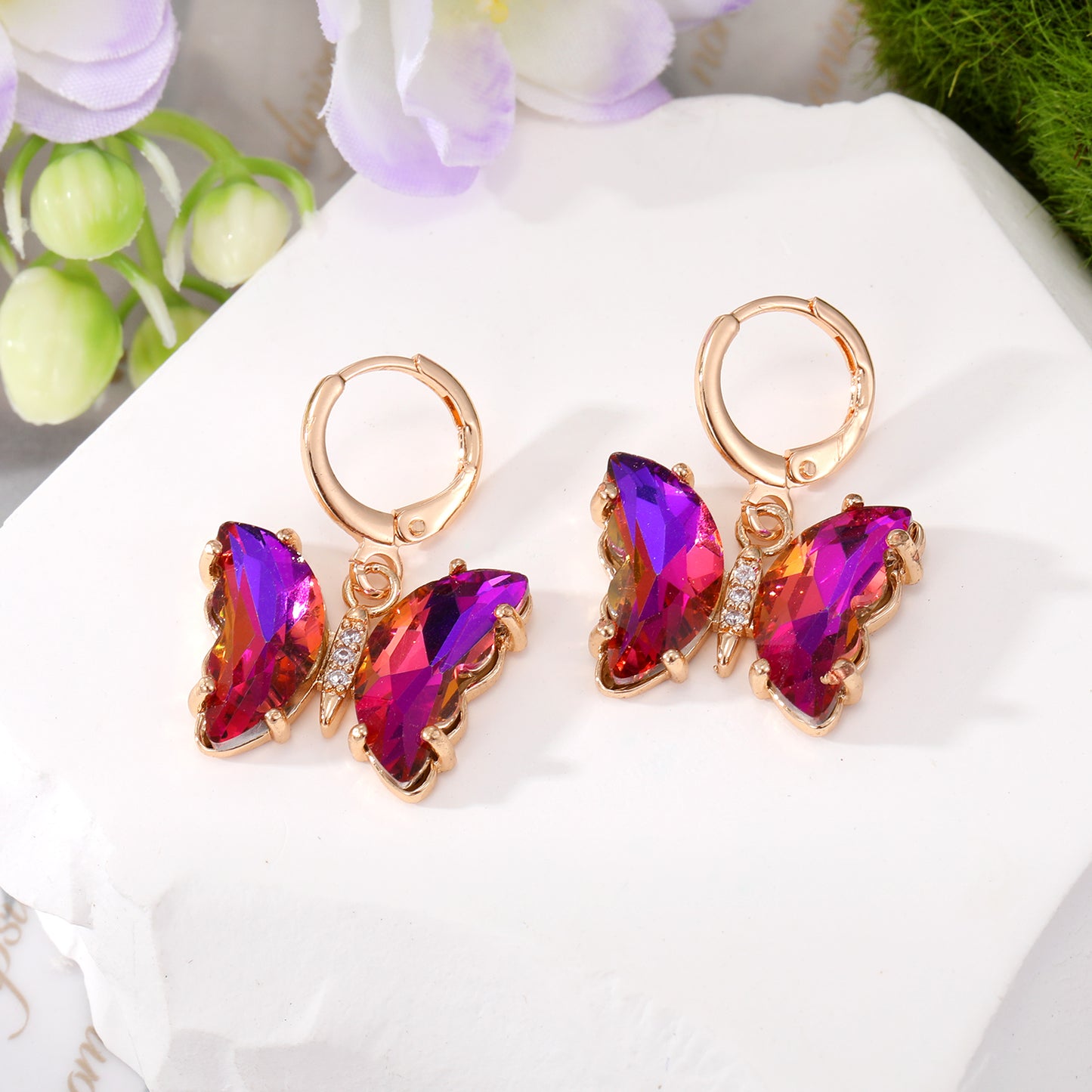 Wholesale Jewelry 1 Pair Simple Style Butterfly Alloy Artificial Crystal Drop Earrings