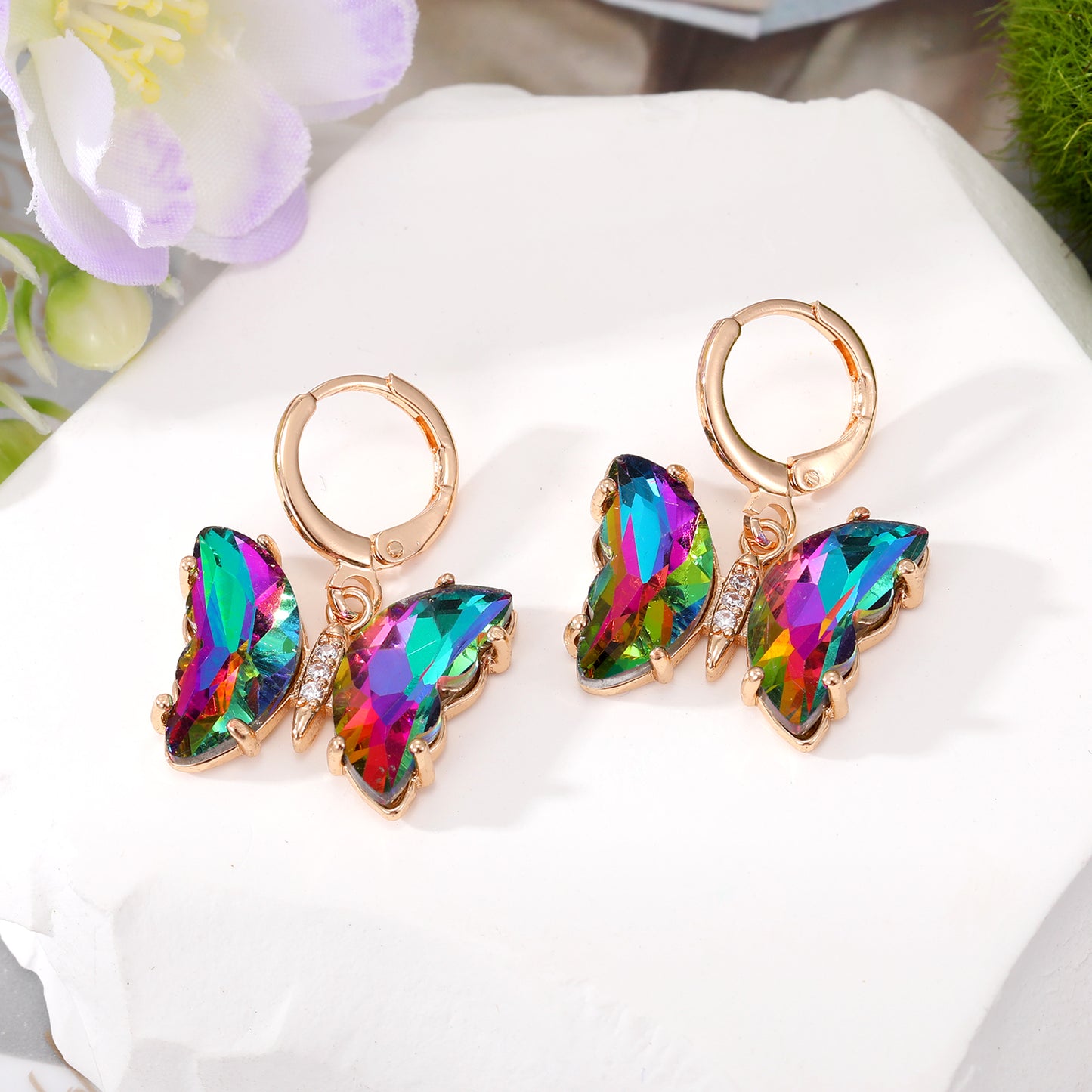 Wholesale Jewelry 1 Pair Simple Style Butterfly Alloy Artificial Crystal Drop Earrings