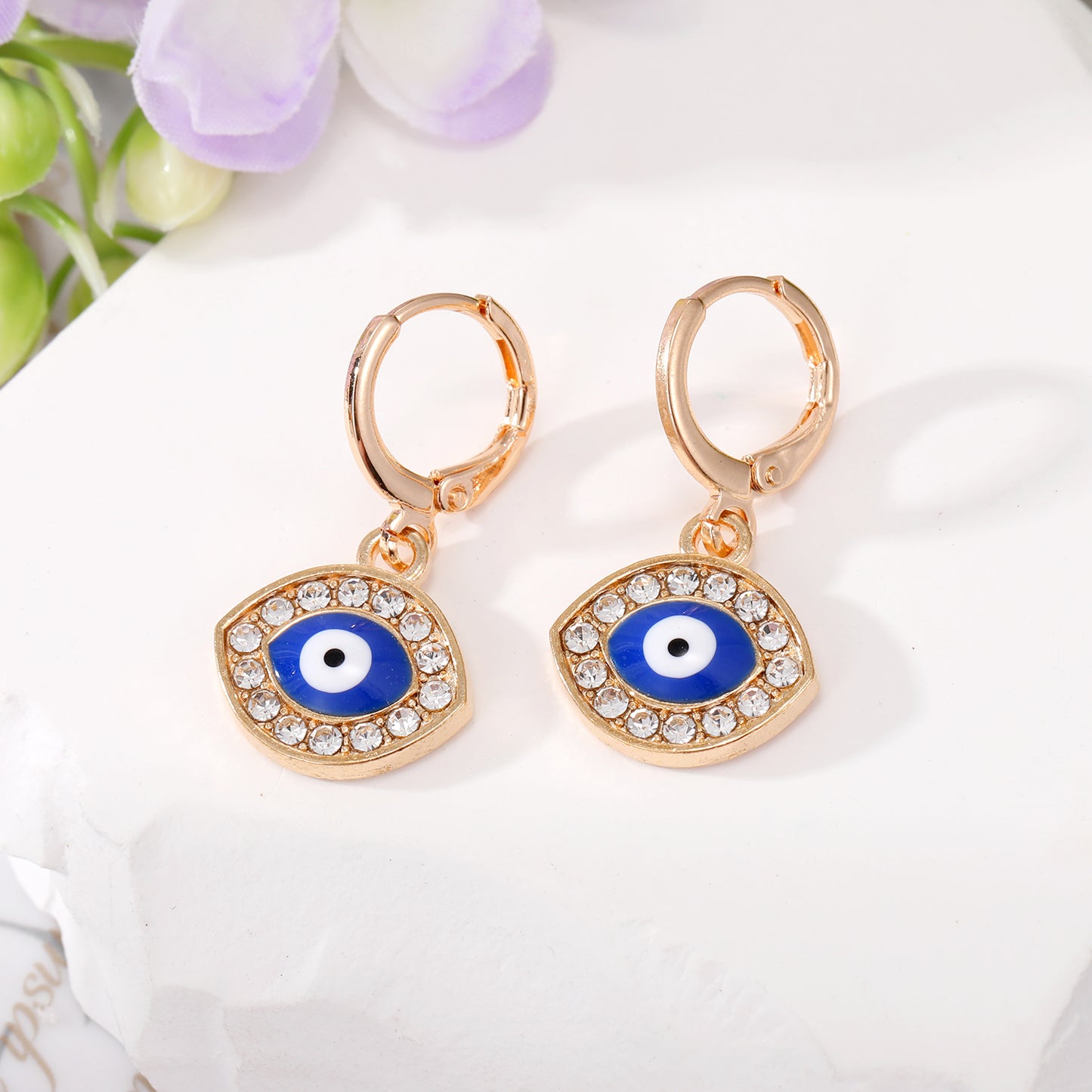 Wholesale Jewelry 1 Pair Retro Devil's Eye Butterfly Alloy Rhinestones Drop Earrings