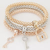 Fashion Key Lock Alloy Inlay Artificial Rhinestones Women's Bracelets