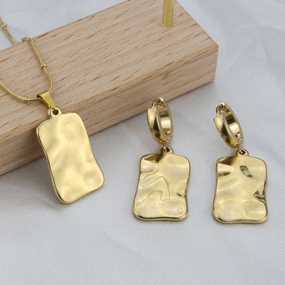 Fashion Human Face Stainless Steel Gold Plated Earrings Necklace