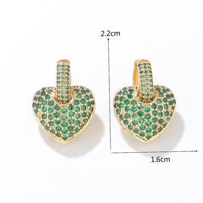 Vintage Style Heart Shape Copper Drop Earrings Plating Inlay Zircon Copper Earrings