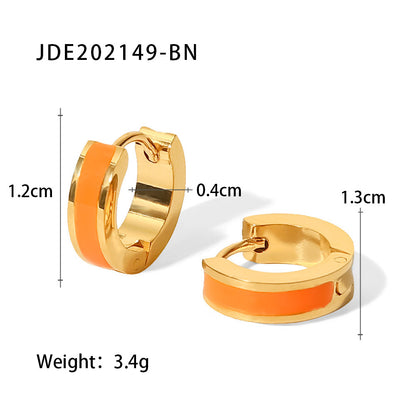 Fashion Round Stainless Steel Earrings Enamel Gold Plated Stainless Steel Earrings