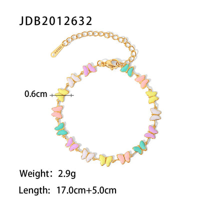 Fashion Butterfly Stainless Steel Gold Plated Bracelets Necklace