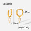 Elegant U Shape Stainless Steel Drop Earrings Pearl Gold Plated Stainless Steel Earrings