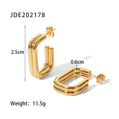 Fashion U Shape Stainless Steel Ear Studs Gold Plated Stainless Steel Earrings