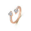 Simple Style Heart Shape Copper Open Ring Plating Zircon Copper Rings