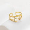 Fashion Solid Color Copper Open Ring Inlay Pearl Zircon Copper Rings