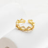 Fashion Solid Color Copper Open Ring Inlay Pearl Zircon Copper Rings