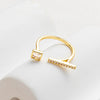 Fashion Solid Color Copper Open Ring Inlay Pearl Zircon Copper Rings