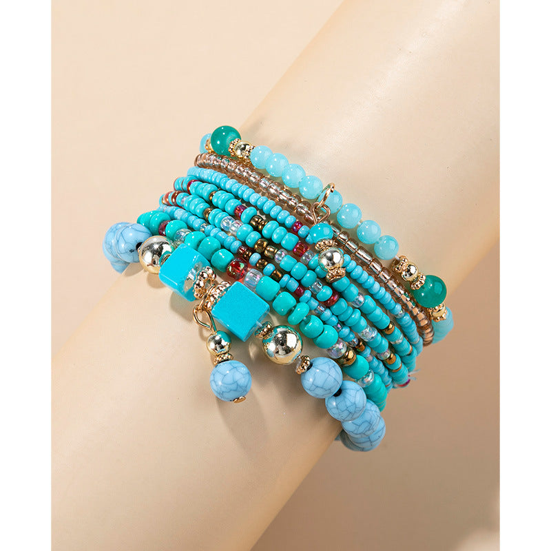 Bohemian Geometric Mixed Materials Beaded Artificial Pearls Shell Bracelets