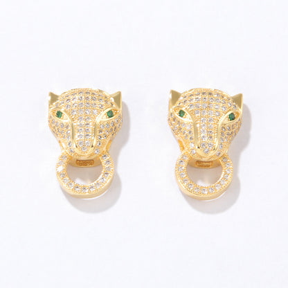 Simple Style Leopard Copper Ear Studs Gold Plated Zircon Copper Earrings