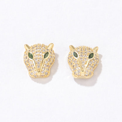 Simple Style Leopard Copper Ear Studs Gold Plated Zircon Copper Earrings