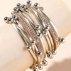 Fashion Irregular Pu Leather Layered Rhinestones Bracelets