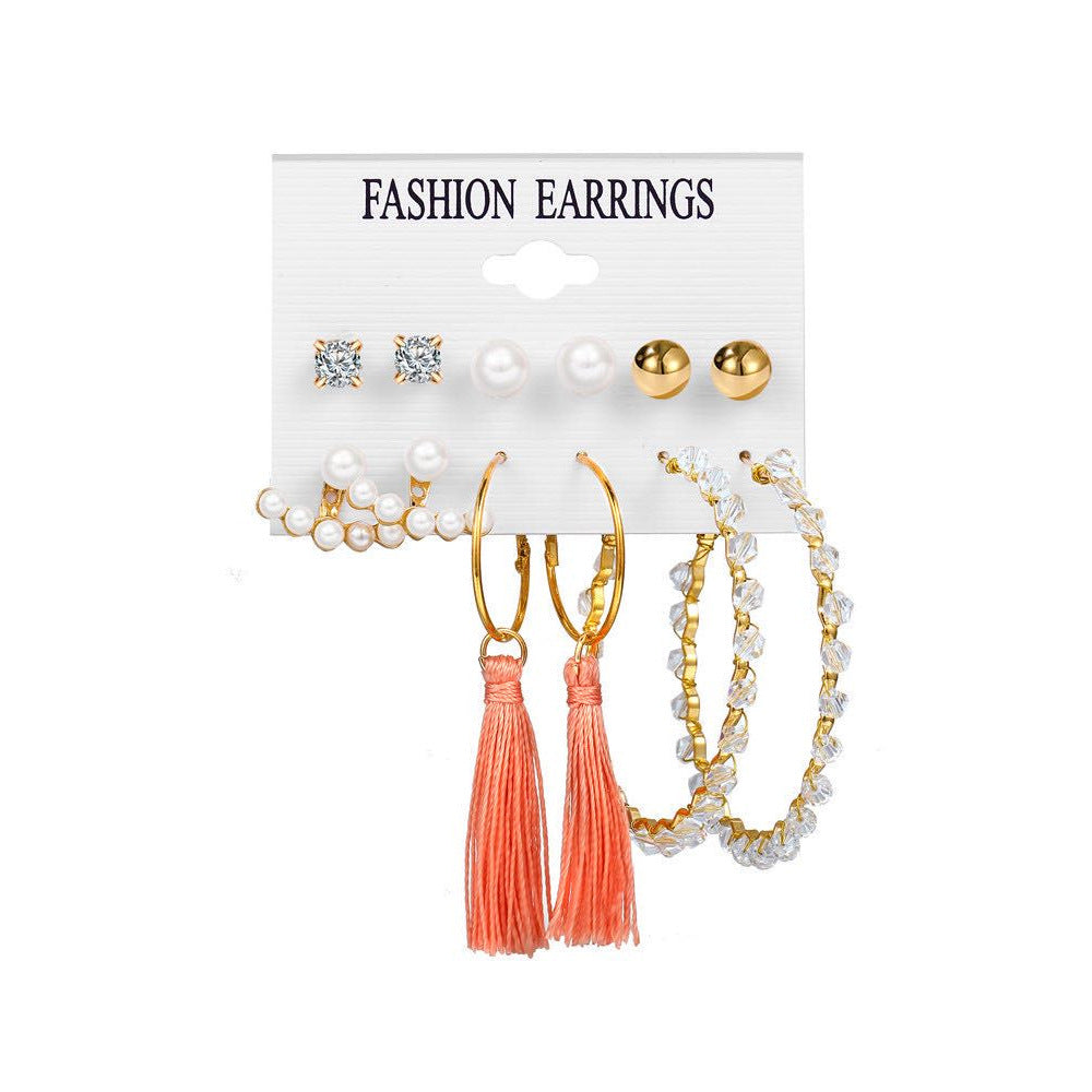 Fashion Geometric Tassel Butterfly Alloy Inlay Artificial Pearls Rhinestones Earrings