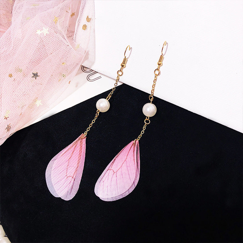 Fashion Wings Alloy Pearl Drop Earrings