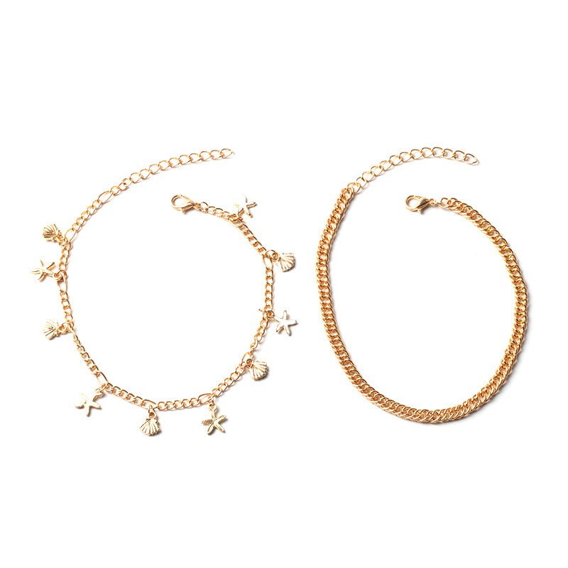 Vacation Geometric Starfish Alloy Anklet 1 Set