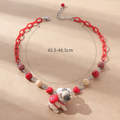 Fashion Dog Resin Beaded Necklace 1 Piece