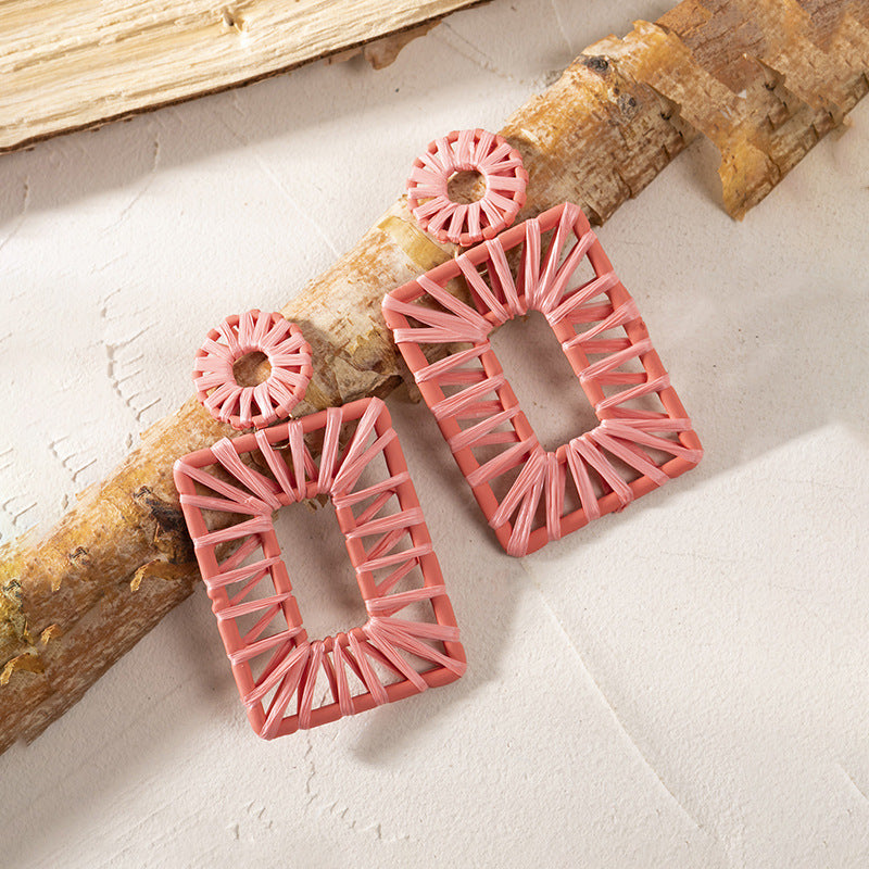 Retro Solid Color Wax Line Drop Earrings