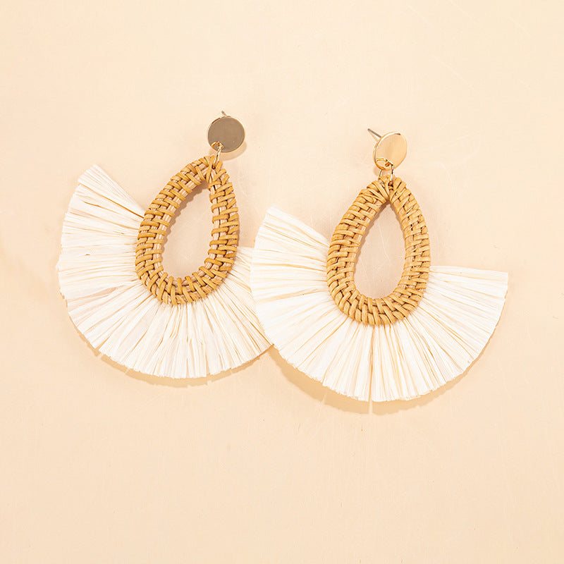 Beach Sector Rattan Drop Earrings