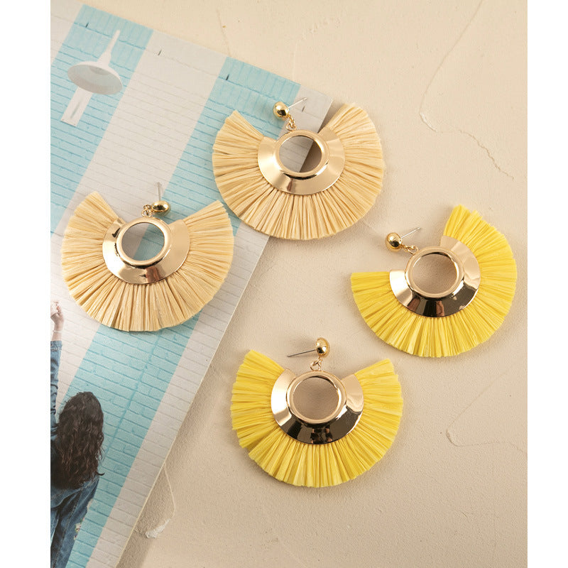 Beach Sector Rattan Drop Earrings