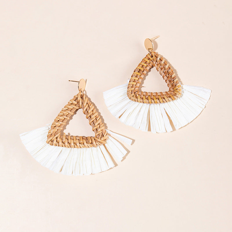 Beach Sector Rattan Drop Earrings