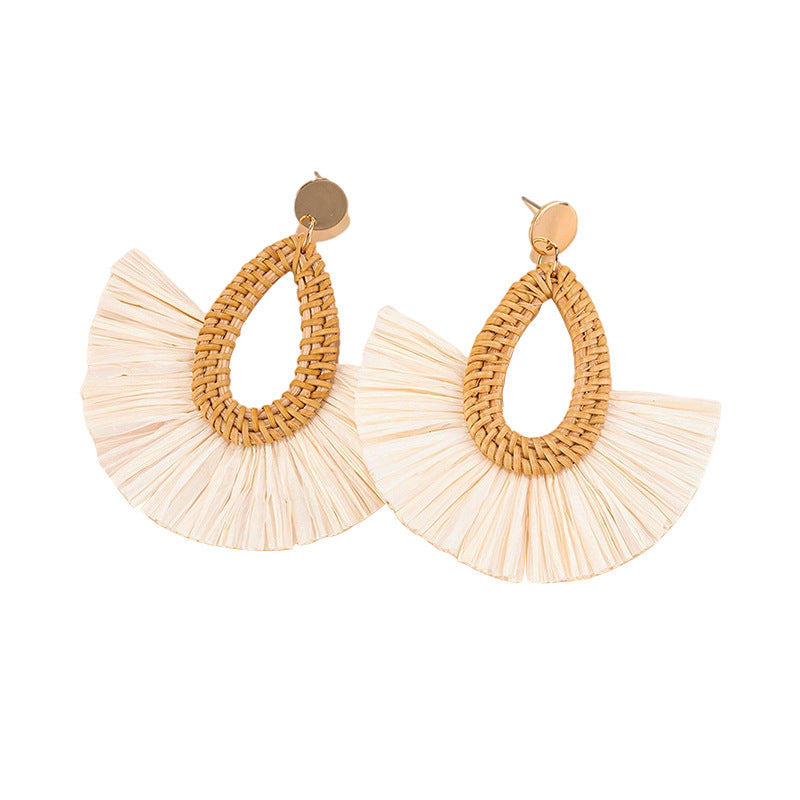 Beach Sector Rattan Drop Earrings