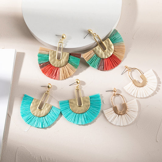 Beach Sector Rattan Drop Earrings