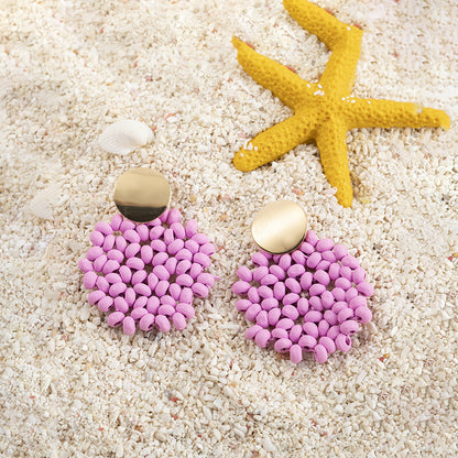 Vacation Solid Color Rattan Drop Earrings