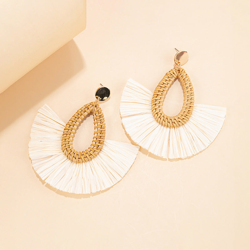 Beach Sector Rattan Drop Earrings