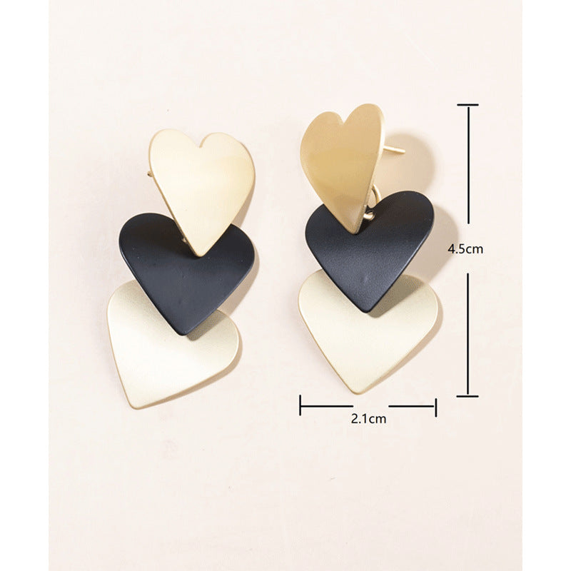 Fashion Triangle Heart Shape Metal Drop Earrings