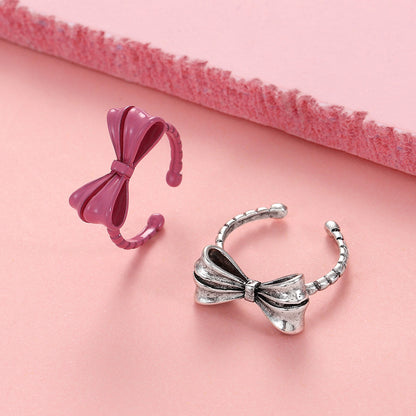 Fashion Bow Knot Copper Open Ring Enamel Plating Copper Rings 1 Piece