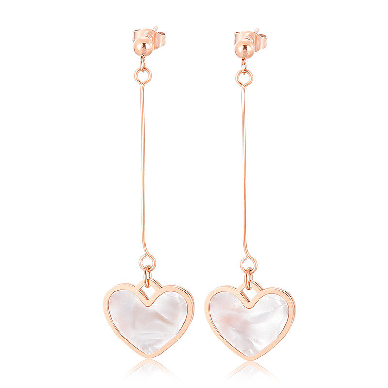 Ins Style Retro Fashion Heart Stainless Steel Plating No Inlaid Earrings