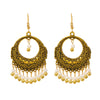 Vintage Style Geometric Alloy Hollow Out Pearl Beads Drop Earrings 1 Pair