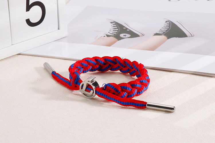 Hip-Hop Sports Letter Rope Titanium Steel Knitting Men's Bracelets