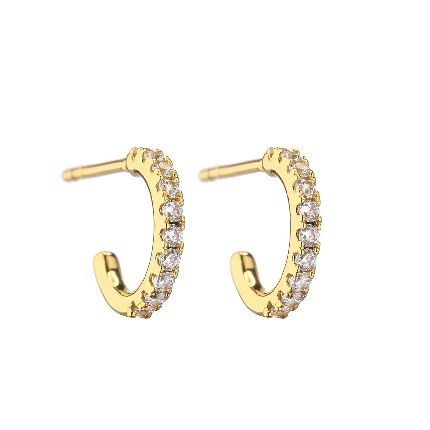 Fashion C Shape Inlay Copper Zircon Earrings