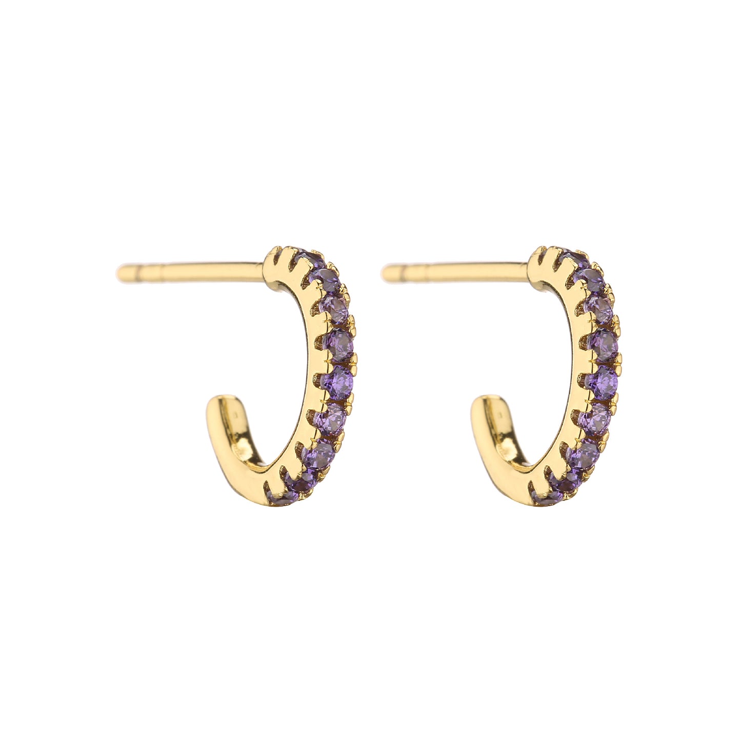 Fashion C Shape Inlay Copper Zircon Earrings