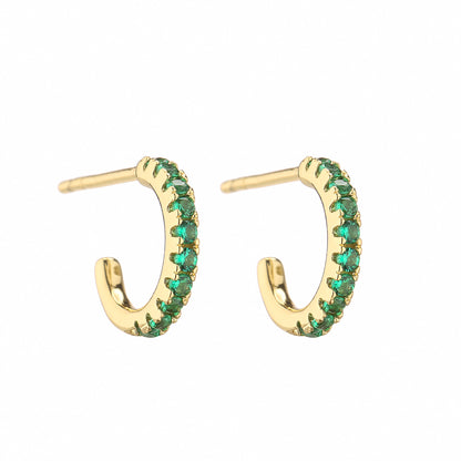 Fashion C Shape Inlay Copper Zircon Earrings