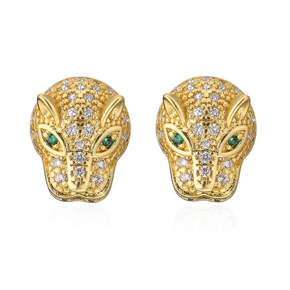 Fashion Snake Leopard Copper Ear Studs Gold Plated Zircon Copper Earrings