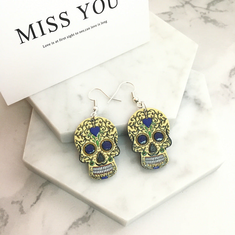 Retro Skull Arylic Skull Earrings 1 Pair