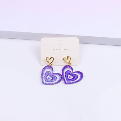 1 Pair Sweet Heart Shape Arylic Hollow Out Valentine's Day Women's Earrings