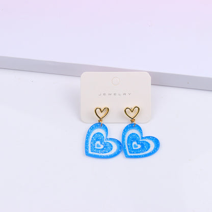 1 Pair Sweet Heart Shape Arylic Hollow Out Valentine's Day Women's Earrings